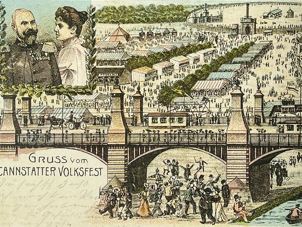 Historische Postkarte aus der Kaiserzeit vom Cannstadter Volksfest