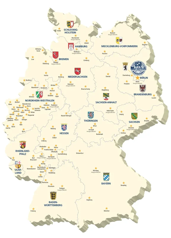 Deutschlandkarte mit den Mitgliedern des Deutschen Schaustellerbunds e.V.